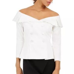 124. Adrianna Papell Double Breasted Off Shoulders Top